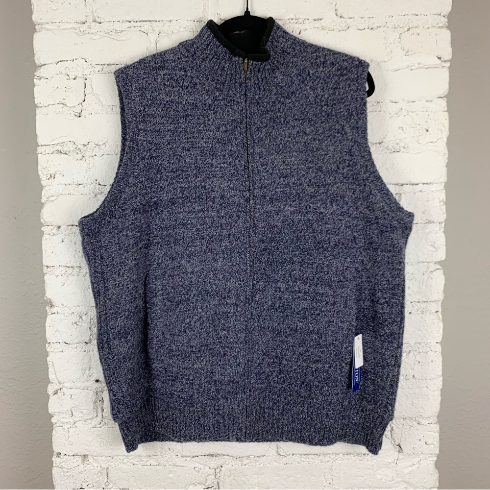 Pendleton Blue Heathered Wool Zip-Front Vest